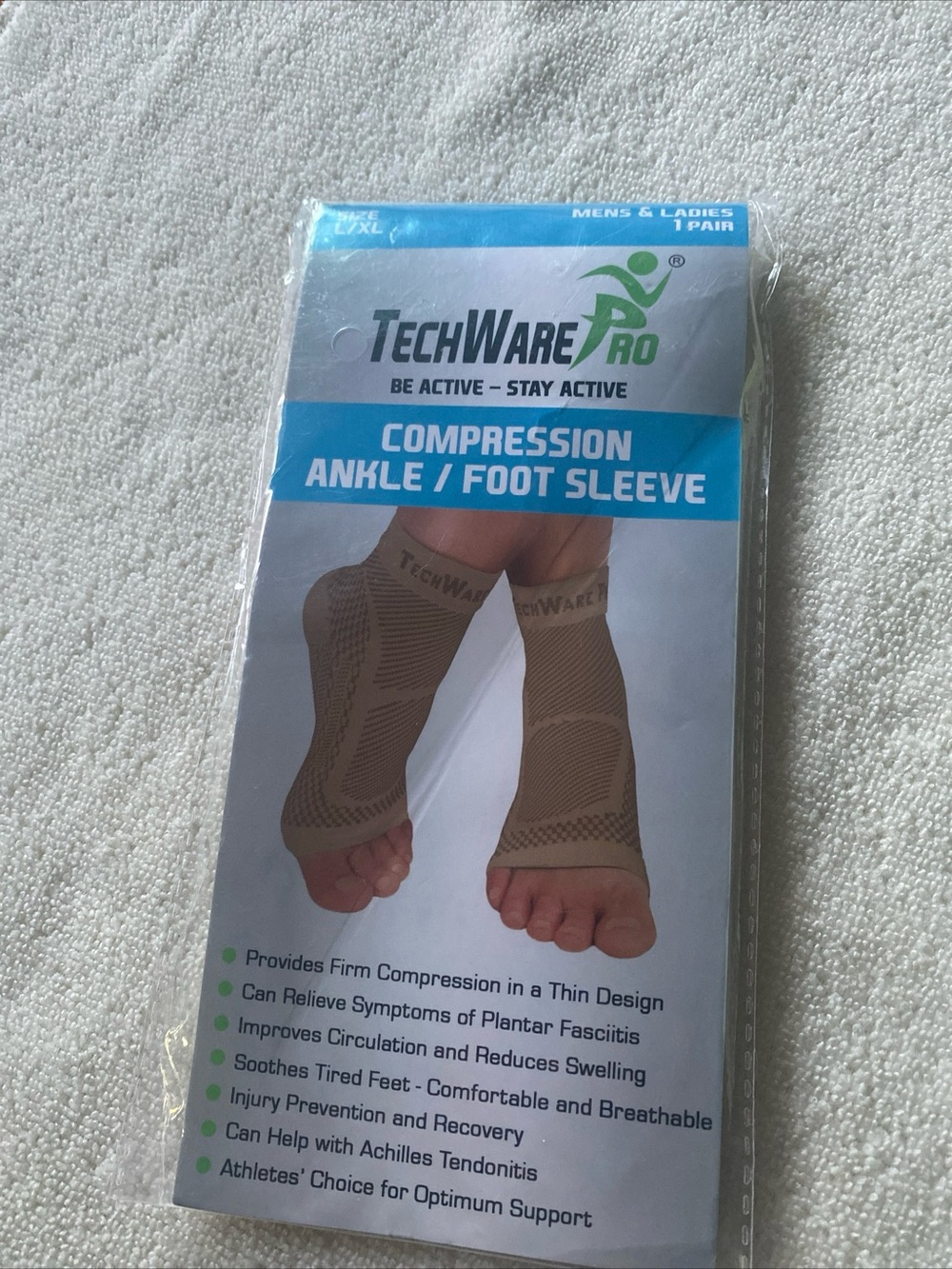 Beige Compression Ankle & Foot Sleeve